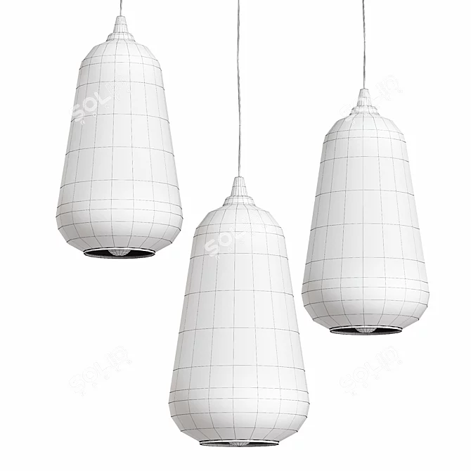 Amber Glass Pendant Light 3D model image 2