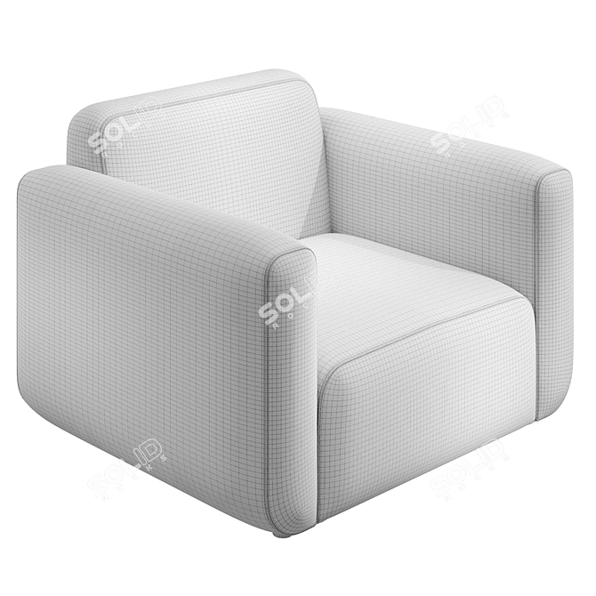 Neo-Modular Blue Armchair 3D model image 2