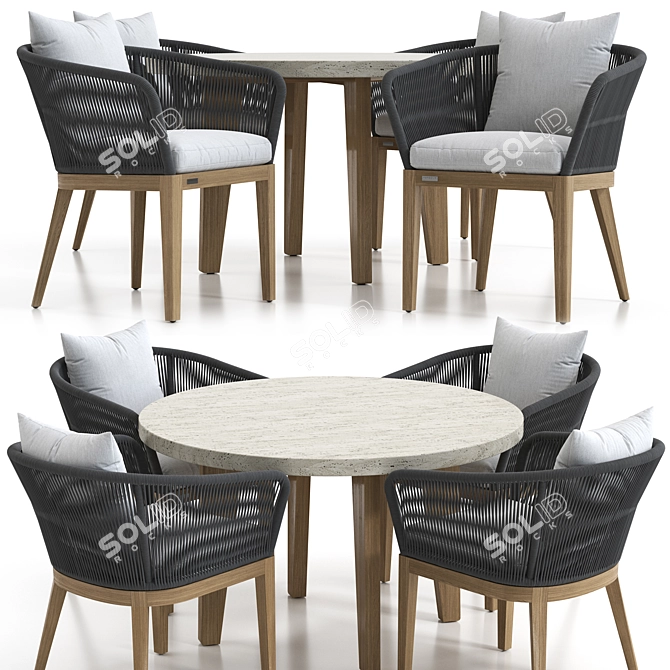 Elegant Avalon Dining Set 3D model image 1