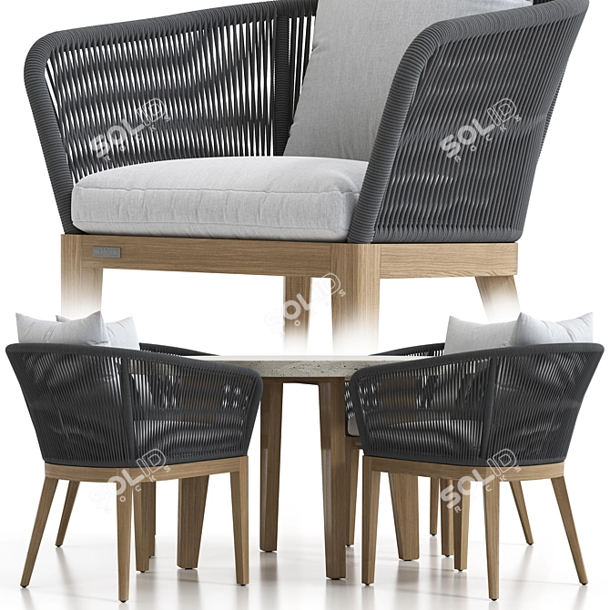 Elegant Avalon Dining Set 3D model image 3