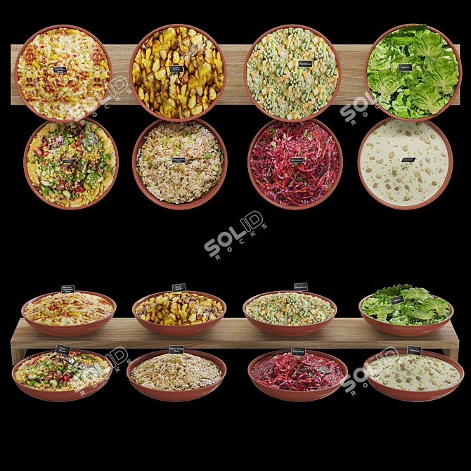 Varied Salad Bar Assortment 3D model image 1