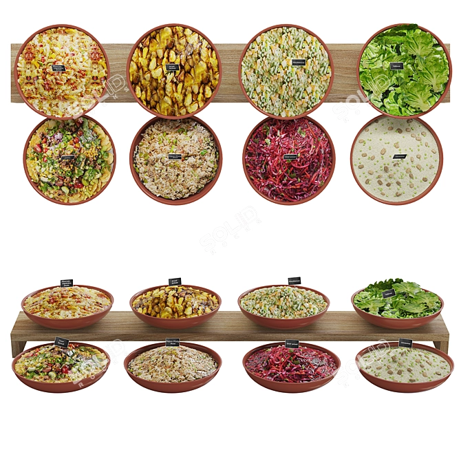 Varied Salad Bar Assortment 3D model image 2