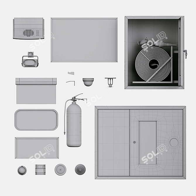 Security-Fire Alarm Set 3D Models 3D model image 7