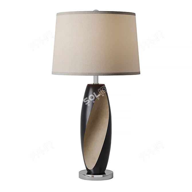 Retro Ceramic, Wood Accented Table Lamp 3D model image 1