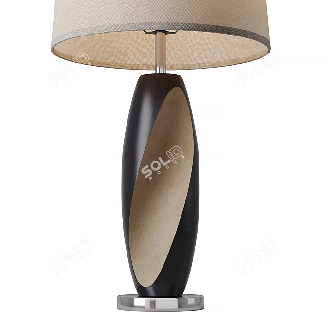 Retro Ceramic, Wood Accented Table Lamp 3D model image 2