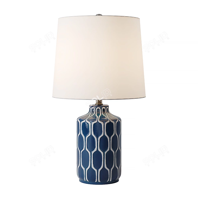 Handpainted Moroccan Blue Table Lamp 3D model image 1