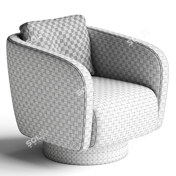 Plush Velvet Armchair Stylish Club 3D model image 3