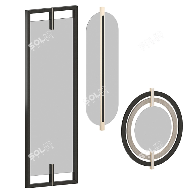 Elegant Contemporary Mirror Set 3D model image 1