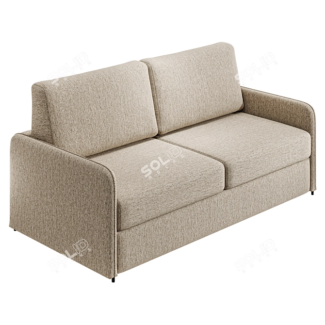 Sleek Transformable Beige Sofa 3D model image 1