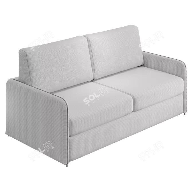 Sleek Transformable Beige Sofa 3D model image 2