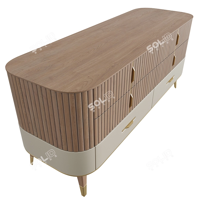 Luxury Eden-Rock Marble Wood Dresser 3D model image 2