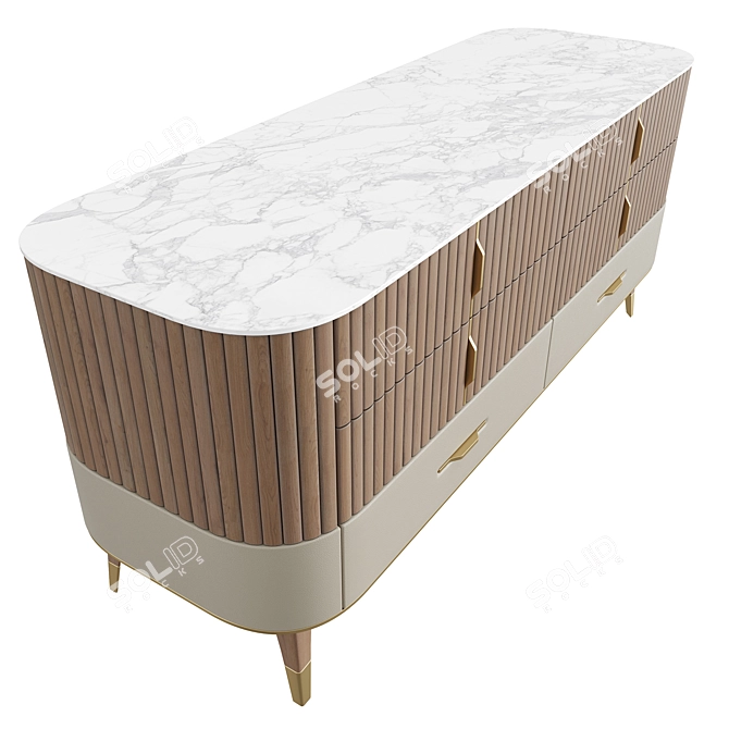 Luxury Eden-Rock Marble Wood Dresser 3D model image 3