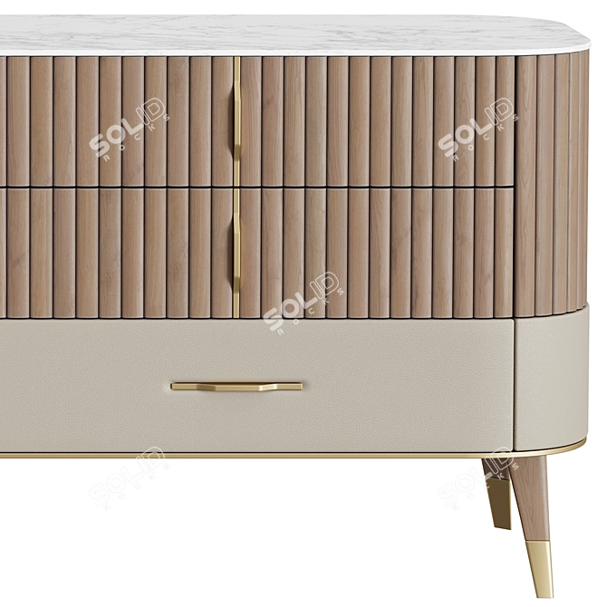 Luxury Eden-Rock Marble Wood Dresser 3D model image 6