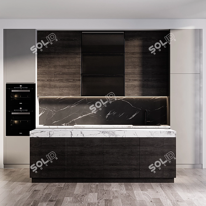 Modern Kitchen Island with Miele Appliances 3D model image 3