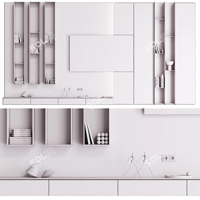 Modern TV Wall Unit 3D model image 5