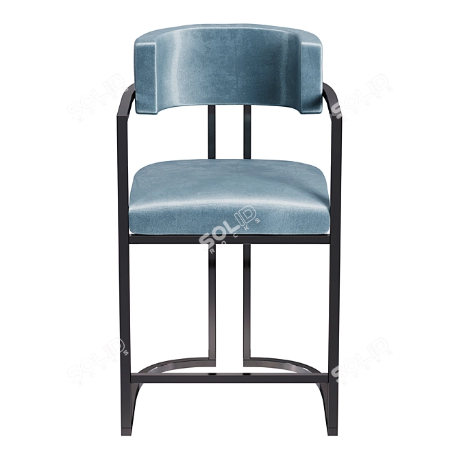 Velvet Half-Bar Stool with Backrest 3D model image 3