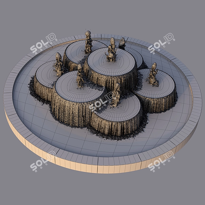 Tranquil Fountain Pond Feature 3D model image 4