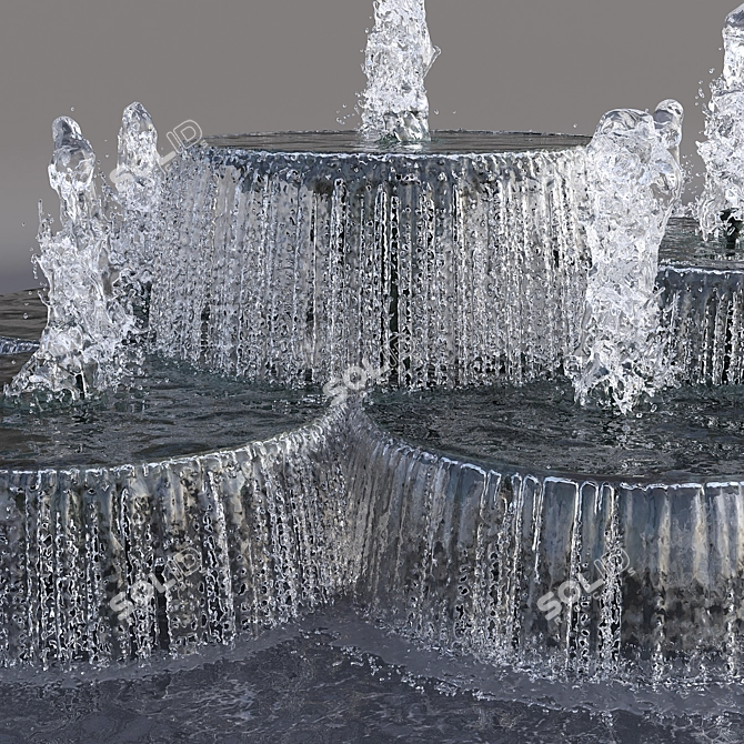 Tranquil Fountain Pond Feature 3D model image 6