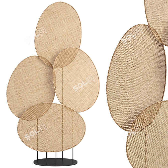 Elegant Woven Rattan Room Divider 3D model image 2