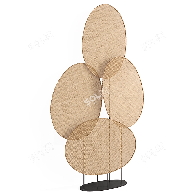 Elegant Woven Rattan Room Divider 3D model image 3