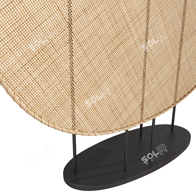 Elegant Woven Rattan Room Divider 3D model image 4