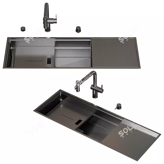 Modern Kitchen Sink Set Bundle 3D model image 6