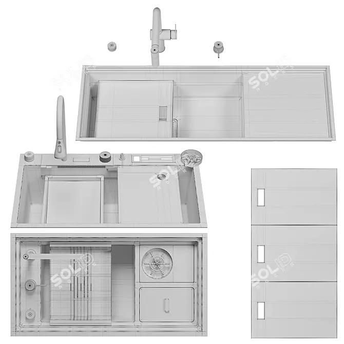 Modern Kitchen Sink Set Bundle 3D model image 7