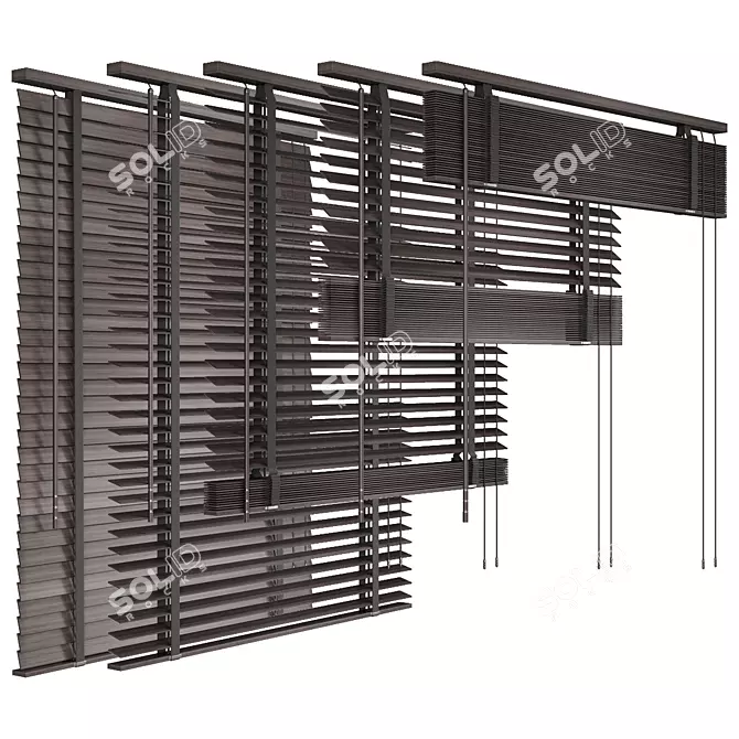 Folding Wooden Blinds 3D model image 1