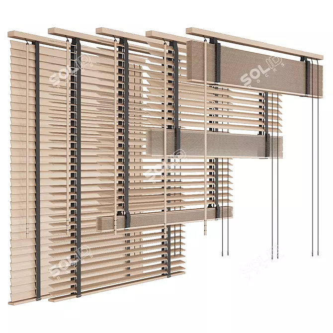 Folding Wooden Blinds 3D model image 2