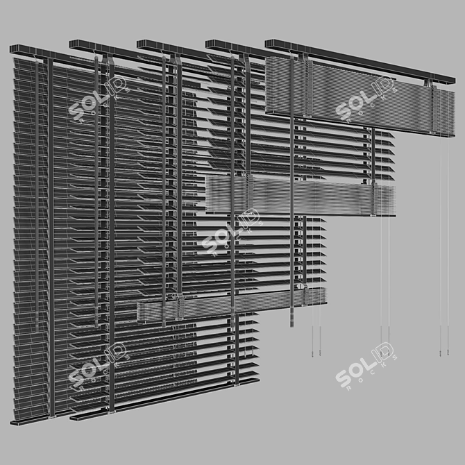 Folding Wooden Blinds 3D model image 6