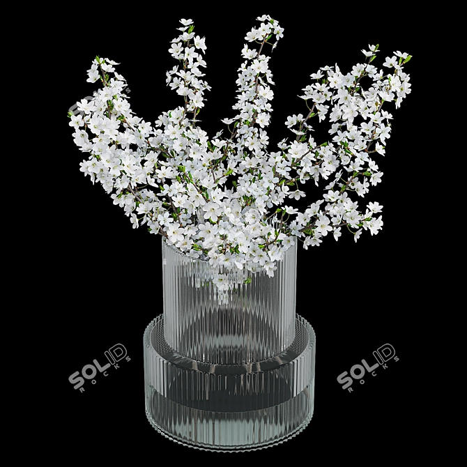 Blooming Plum Branches in H&M Vase 3D model image 3