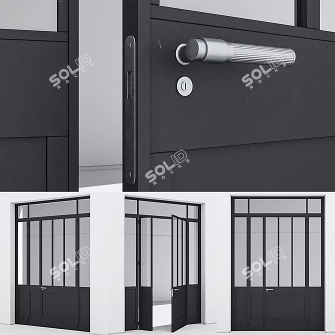 Sleek Aluminium Door Render Corona 3D model image 3