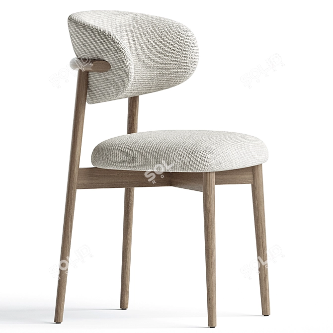 Elegant Nayla Chair in Velvet 3D model image 2