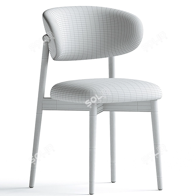 Elegant Nayla Chair in Velvet 3D model image 3