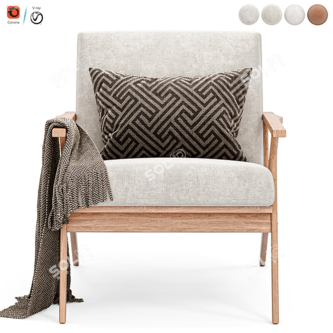 Crate & Barrel Cavett Armchair 3D model image 2