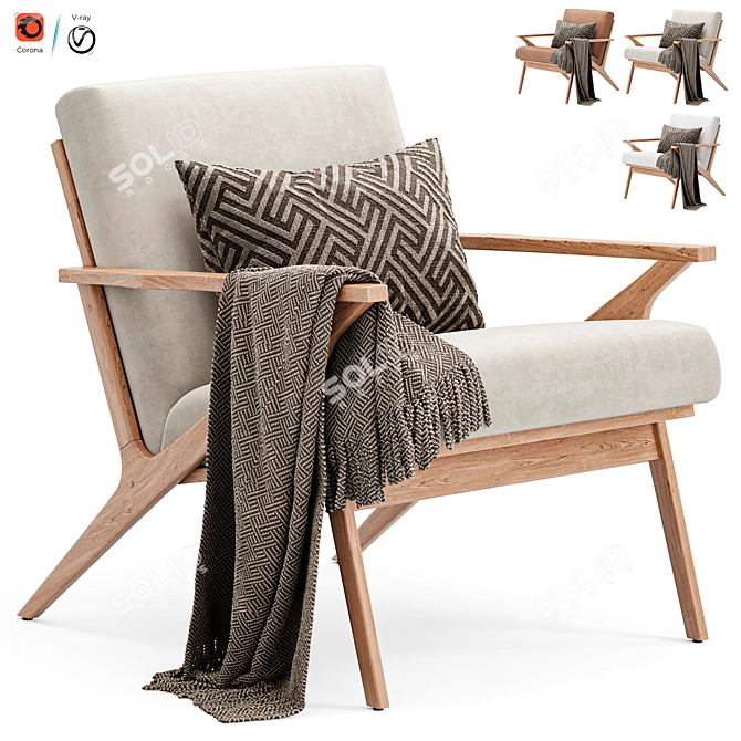 Crate & Barrel Cavett Armchair 3D model image 3