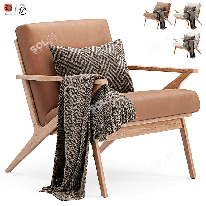 Crate & Barrel Cavett Armchair 3D model image 4