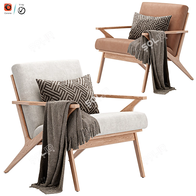 Crate & Barrel Cavett Armchair 3D model image 6