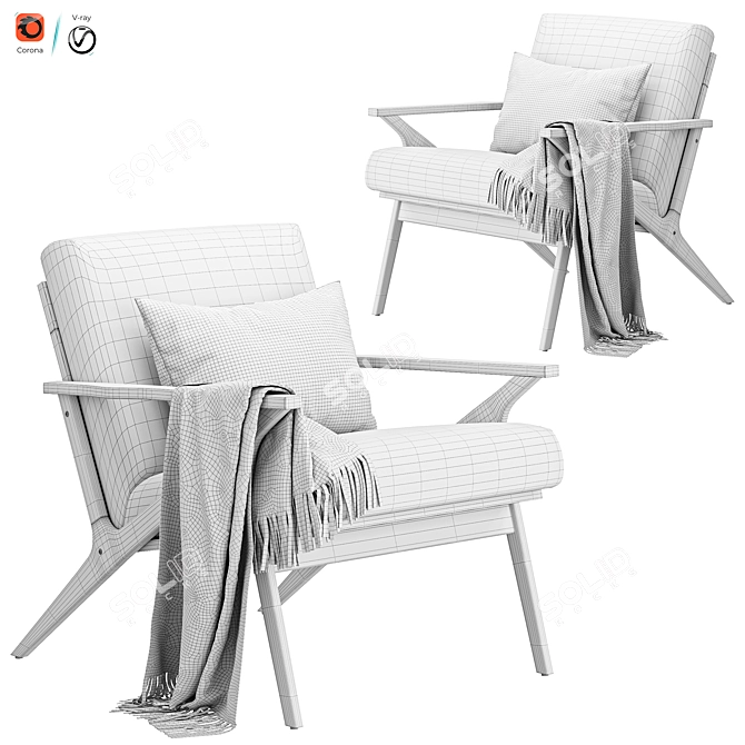 Crate & Barrel Cavett Armchair 3D model image 7