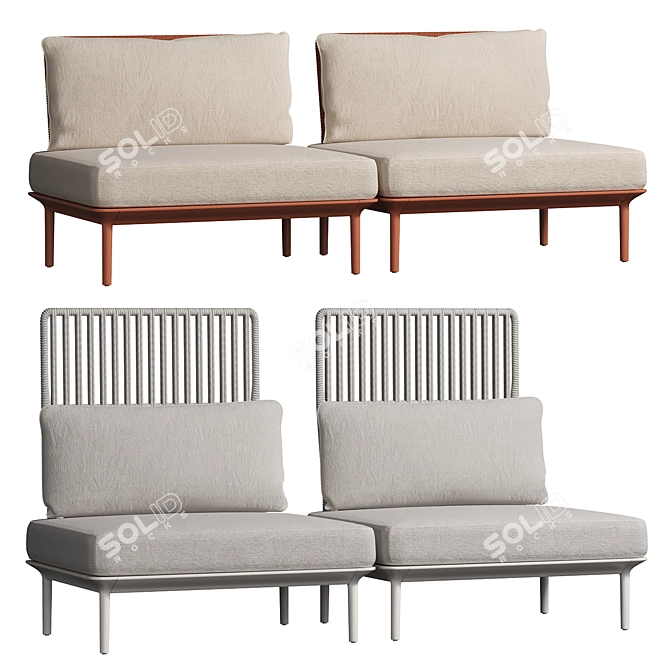 Modern Cocoon Outdoor Seating Set 3D model image 2