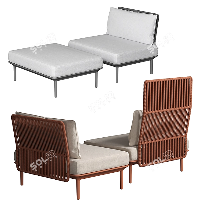 Modern Cocoon Outdoor Seating Set 3D model image 3