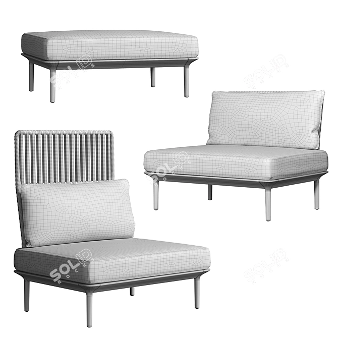 Modern Cocoon Outdoor Seating Set 3D model image 4