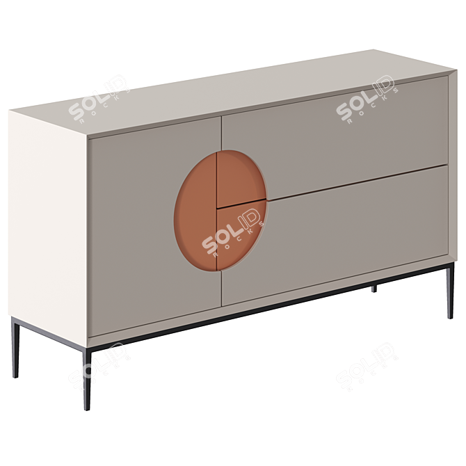 Modern White Orange Sideboard 3D model image 3