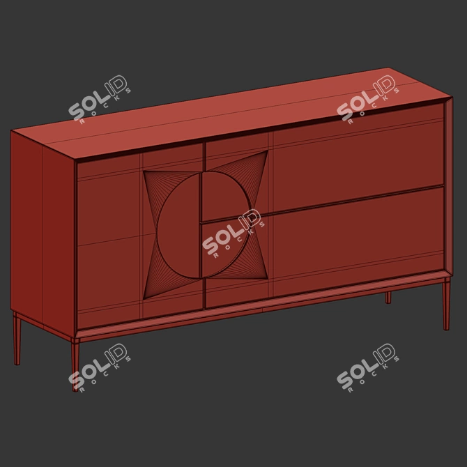 Modern White Orange Sideboard 3D model image 4