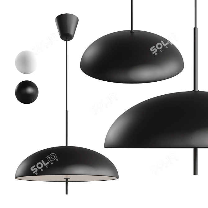 Sleek Nordic Pendant Light 3D model image 1