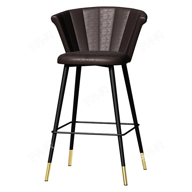 Marlon Grey Velvet Bar Stool 3D model image 1