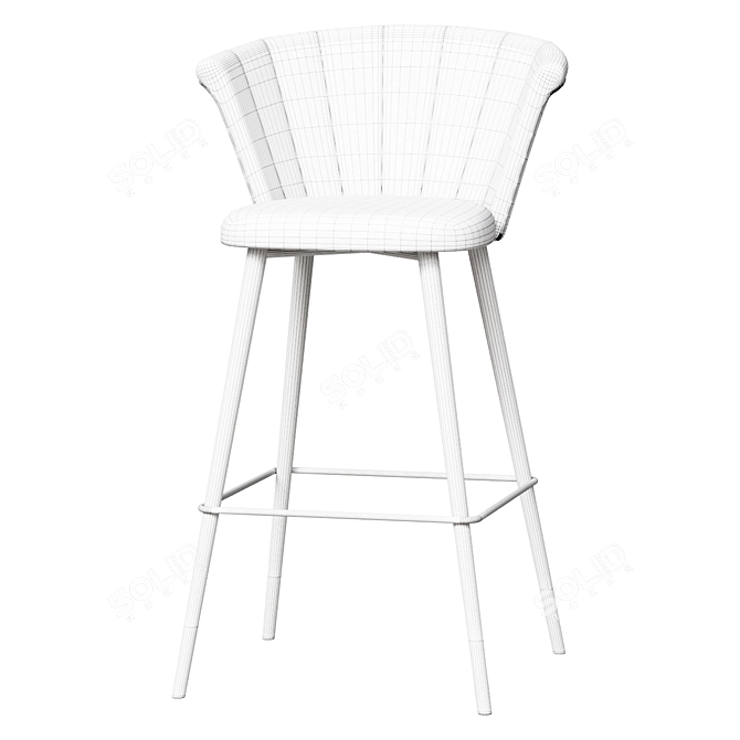 Marlon Grey Velvet Bar Stool 3D model image 2