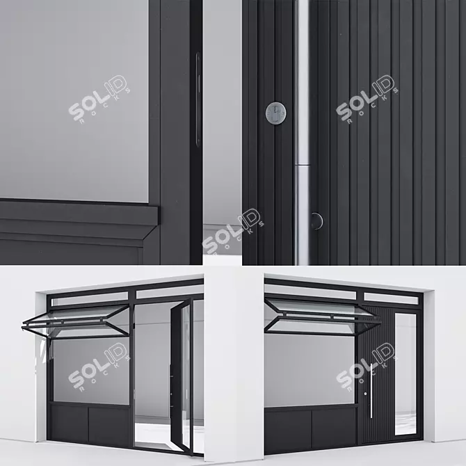 Sleek Aluminium Door 310 3D model image 3
