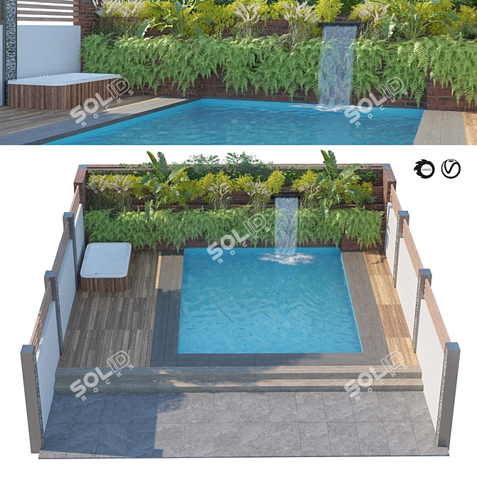 Modern Garden Pool 3D Model 3D model image 1