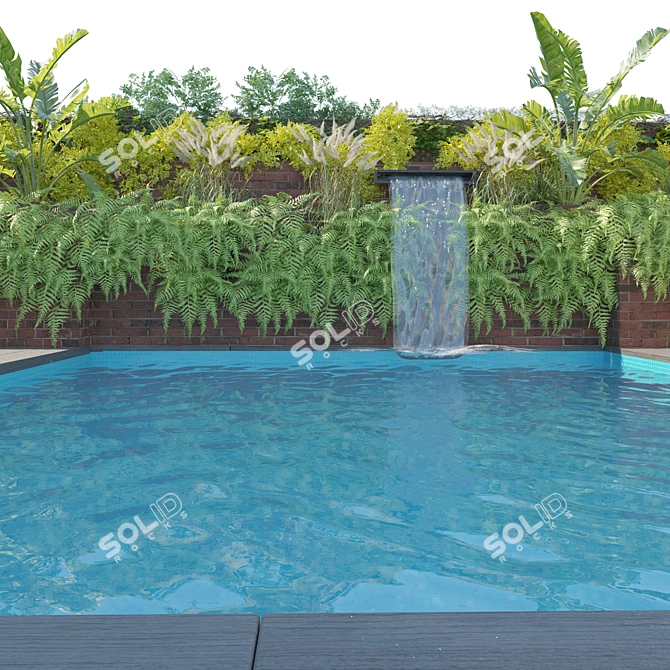 Modern Garden Pool 3D Model 3D model image 3